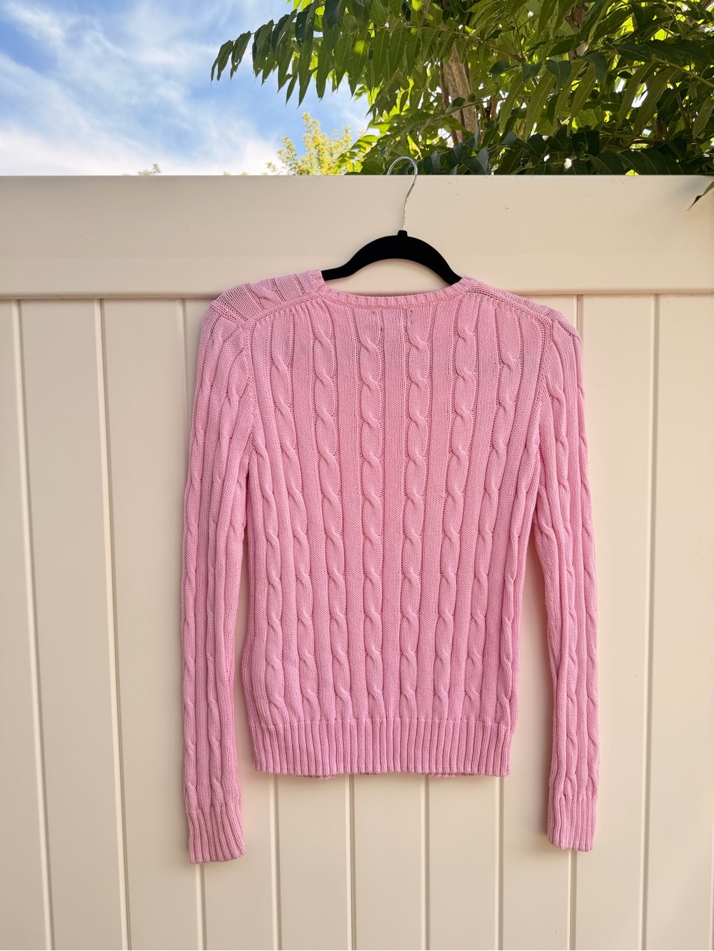 UPDATED PICS: Ralph Lauren Light Pink Cable-Knit Crewneck Sweater with Polo Logo - Picture 11 of 15